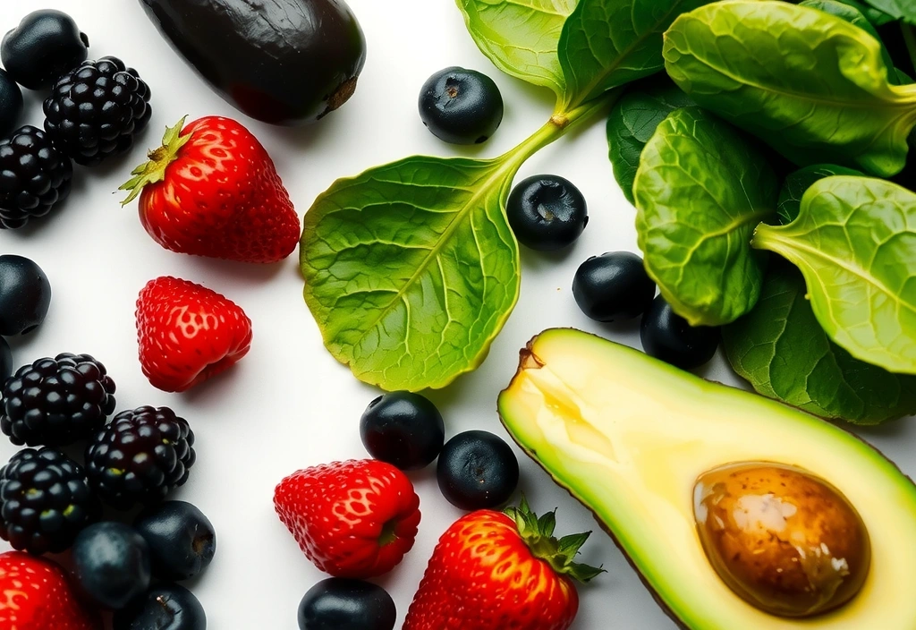 Świeże produkty żywnościowe ułożone na białym tle